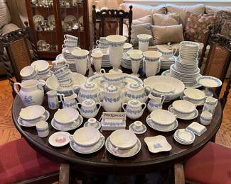 OF Etruria & Barlaston Wedgwood Embossed Queen’s ware - Blue & White China Set