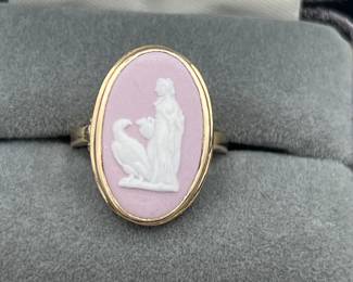 14k Gold Pink Wedgwood Ladies Ring