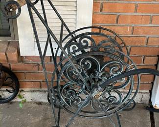 Heavy iron water hose cart