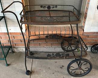 Vintage wrought iron tea cart