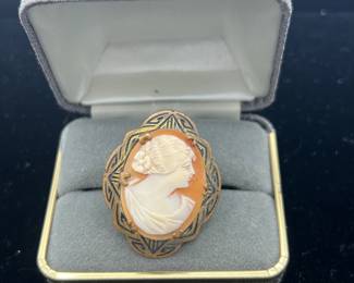 Old Large Copper & Cameo Ring