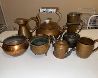 Copper Tea Kettle’s, Bowl, Pitcher, Cups, Cauldron