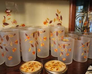 Jewel Tea Drinking Glasses and Jewel Tea Coasters