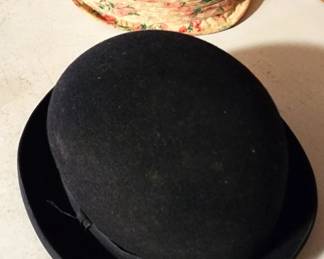 Men's Black Bolo Hat Steampunk Tress & Co. Londan Made in England & Vintage Ladies Hat