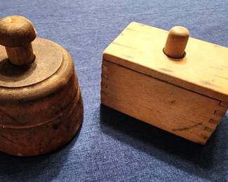 Antique Wooden Pastry Cookie Press & Antique Vintage Wood Primitive Butter Mold Press Country Kitchen Farmhouse