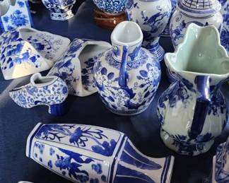 Blue and White Porcelain Pottery Dishware Collectibles