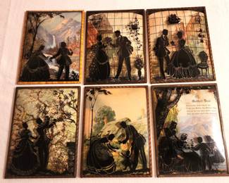 Silhouette Paintings, Framed art, Reverse paintings on Glass, Wall Art, Collectibles