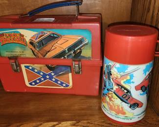 Red Plastic Flip Top General Lee Lunch Box Dukes of Hazard
