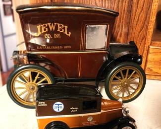 RARE! 1974 Jewel Tea Co. Delivery Wagon / Truck - 75th Anniversary - Jim Beam Decanter & Jewel Tea Coffee Hall Truck Bank 1993