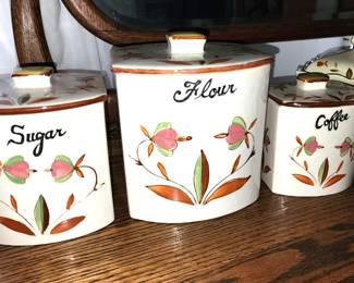 Hand painted Flowers Floral Ceramic Coffee Tea Sugar Canisters