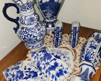 Blue and White Porcelain Pottery Dishware Collectibles