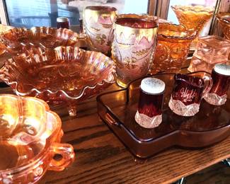 Carnival Glass, Marigold Galss, Lustre Glass, Vintage Glass Dish, Marigold Carnival Glass