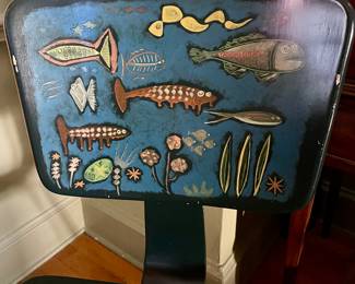 Coloratura hand painted mid-century chair - detail