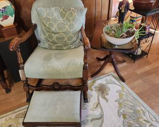 Arm chair with matching stool; tables