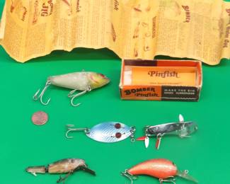 Lot 222. Bomber Pinfish 4PSY with box and papers, Red Eye, Herter's India Mahseer spoon, and more