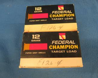 Lot 362. Federal 12-gauge 2 3/4" {{{}}{#}{}}4 lead shot. Two full boxes of 25 each. 50 total rounds.