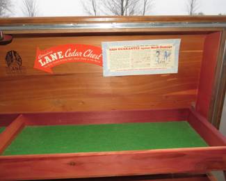 Lot 386. 1950s waterfall-style Lane cedar chest. 46" x 21" x 18"