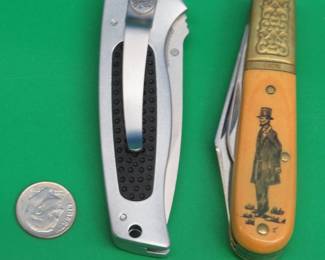 Lot 194. Schrade Abraham Lincoln folding knife and Smith and Wesson S.W.A.T. folding knife engraved "Don"