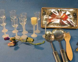 Lot 179. Party Lights candle holders and kitchen serving utensils