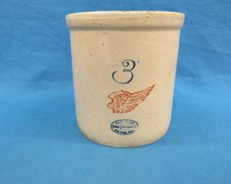 Lot 13. Three-gallon Red Wing crock. Large bright stamping with no chips or cracks.