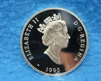 Lot 199. 1995 Canada $20 Sterling Silver Gp Cameo - Aviation Series 2 Fleet 80. One troy ounce of sterling silver. 24-karat-gold-covered cameo