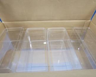 Lot 346. Full box of 8 used plastic display boxes in original shipping box. 13" x 5 1/2" x 5". Includes 8 cardboard sleeves.