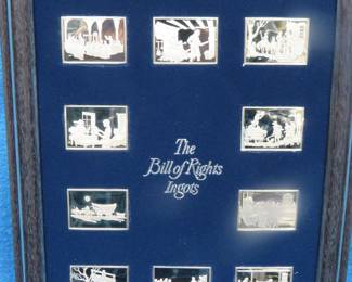 Lot 140. 11.0416 total troy ounces of sterling silver derived from 10 sterling silver ingots each displaying one of the first Ten Amendments.