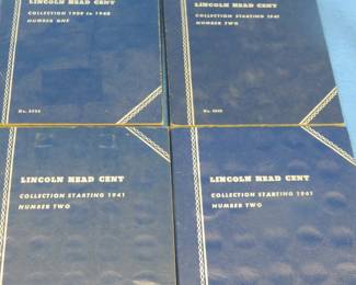 Lot 422. Three Lincoln Penny Whitman albums with pennies: one for pennies from 1909 through 1940 and three starting in 1941.