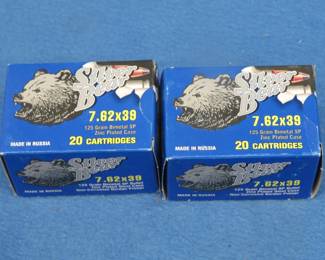 Lot 113. Two boxes of 20 each, 40 total, Silver Bear 7.62x39 125 gr. rounds