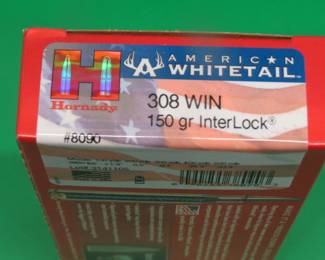 Lot 244. One box of 20 Hornrady American Whitetail .308 rounds