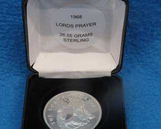 Lot 81. 1968 Lord's Prayer medallion 26.55 grams sterling