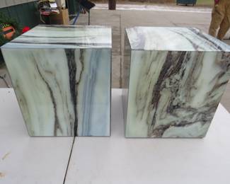 Lot 331. Two cube-style matching end tables or stands. 16" x 16" x 18".