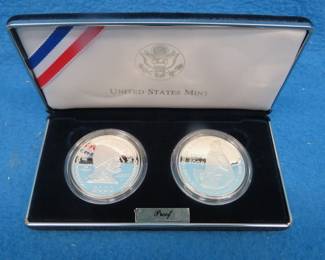 Lot 404. Leif Ericson Millennium Two-Coin Commemorative set. Each coin is 90% silver and weighs 26.73 grams