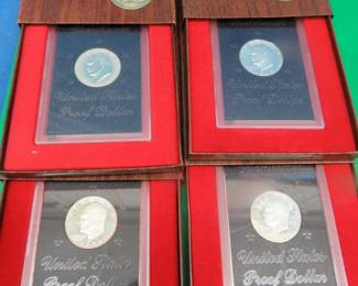 Lot 186. Four Brown Ikes: 1971-1974 each containing 40% (9.8496 grams) silver