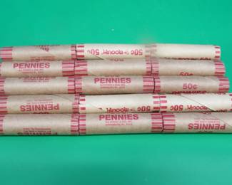 Lot 219. 15 rolls of 50 wheat pennies (750) total).
