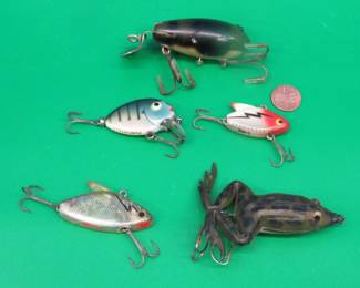 Lot 220. CCBC wooden Crawdad 300, Tiny Punkinseed, two Heddon Sonics, and more