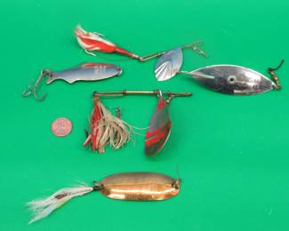 Lot 228. Six vintage Pflueger spoons and spinner baits including the Diamond P Trademark