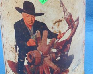 Lot 321. Hopalong Cassidy potato chip can in poor condition, but hey, when is the last time you saw one?