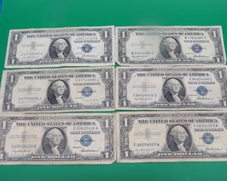 Lot 198. Six $1 Silver Certificates