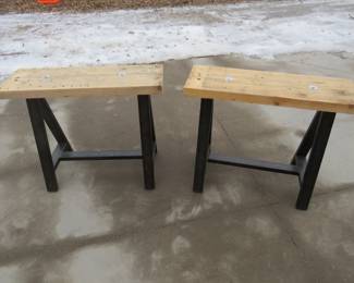 Lot 316. Two tables with metal bases. 32" x 11" x 26".