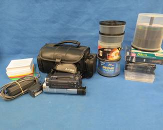 Lot 361. Sony Digital Handycam video camera, two batteries, case, and empty discs. Untested.