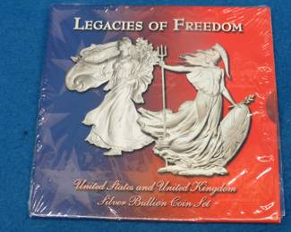 Lot 47. Legacies of Freedom US and UK Bullion coin set. 60{{{}}{+}{}} grams
