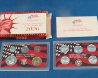 Lot 407. 2006 U.S. Silver Proof Set with 90% silver dime and half dollar and five 90% silver state quarters