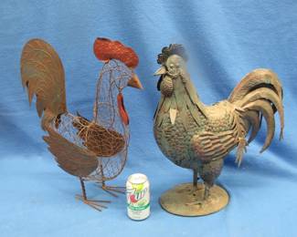 Lot 178. Mr. and Mrs. 20" metalware chickens