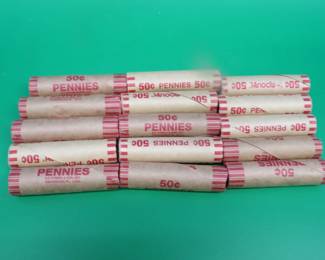 Lot 218. 15 rolls of 50 wheat pennies (750) total).