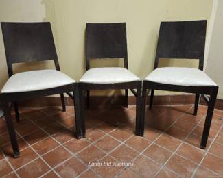 (3) Champagne Colored Cushioned Dining Chairs W/Wood Backs