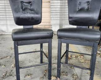 (4) Black Cushioned Bar Stool Chairs