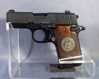 Sig Sauer P938 9mm Para Pistol SN# 52B169848, US Army Grips, Paperwork, In Hard Case