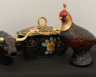 Vintage Avon Decanters With Porcelain Trinket Box