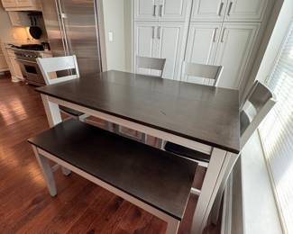 counter top height 6 pc dining table (set includes table, bench and 4 chairs